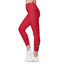 Load image into Gallery viewer, High-Waisted Red Leggings with pockets
